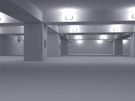 High resolution image automobile parking. 3d illustration. Underground parking.