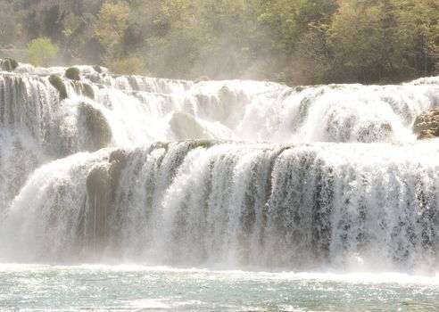 Beautiful waterfall in the National Park Krka in Croatia