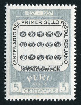 PERU - CIRCA 1957: Pre-Stamp Postal Markings, circa 1957.