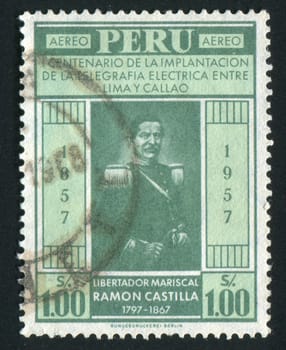 PERU - CIRCA 1937: Ramón Castilla y Marquesado was a Peruvian caudillo and President of Peru four times, circa 1937.