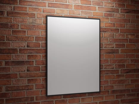 High resolution image a picture. 3d illustration. Picture on a brick wall.