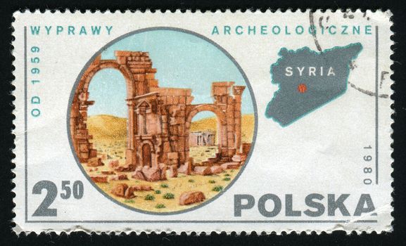 POLAND -CIRCA 1980: Arhiologichesky excavation. Archaeology, Syria, 1959, circa 1980.