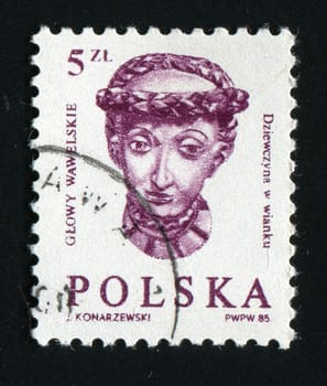 POLAND -CIRCA 1985: Sculptural composition of the woman, circa 1985.