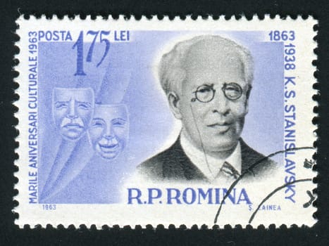 ROMANIA -CIRCA 1963: Constantin Sergeyevich Stanislavski was a Russian actor and theatre director, circa 1963.