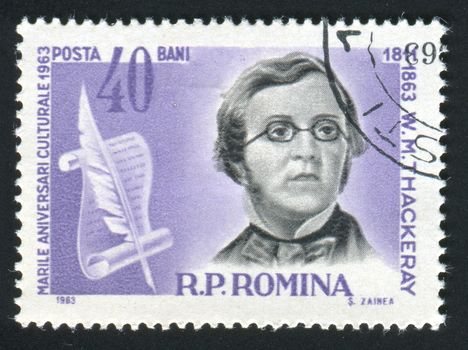 ROMANIA -CIRCA 1963: William Makepeace Thackeray was an English novelist of the 19th century, circa 1963.