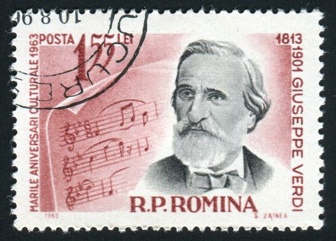 ROMANIA -CIRCA 1963: Giuseppe Fortunino Francesco Verdi was an Italian Romantic composer, mainly of opera, circa 1963.