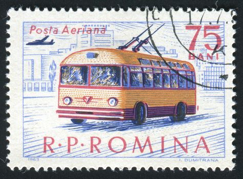 ROMANIA - CIRCA 1963: Ancient trolley bus in the street cities, circa 1963.