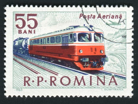 ROMANIA - CIRCA 1963: The railway. Ancient diesel locomotive, circa 1963.