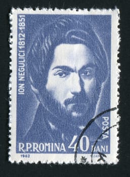 ROMANIA - CIRCA 1962: John D. Negulici was a Romanian painter, participating in the revolution of 1848 in the Romanian Country, circa 1962.