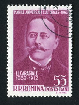 ROMANIA - CIRCA 1962: JIon Luca Caragiale was a Wallachian-born Romanian playwright, short story writer, poet, theater manager, circa 1962.
