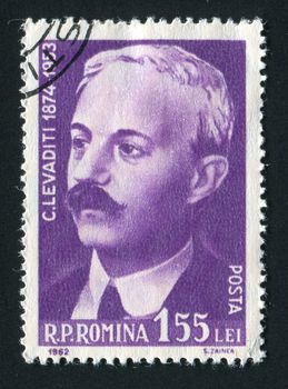 ROMANIA - CIRCA 1962: Constantin Levaditi was a Romanian physician and microbiologist, a major figure in virology and immunology, circa 1962.