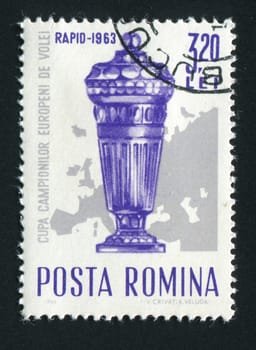 ROMANIA - CIRCA 1963: Championship cup on volleyball in Europe, circa 1963.