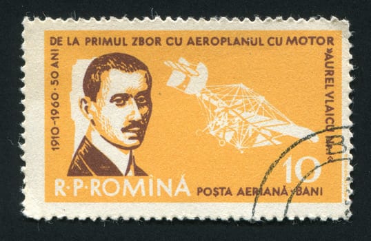 ROMANIA - CIRCA 1960: Aurel Vlaicu was a Romanian engineer, inventor, airplane constructor and early pilot, circa 1960.