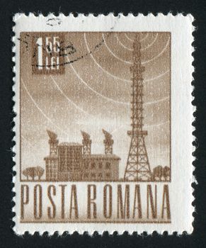 ROMANIA - CIRCA 1953: Satellite communication radio tower, circa 1953.