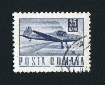 ROMANIA - CIRCA 1953: The flying plane an air mail symbol, circa 1953.