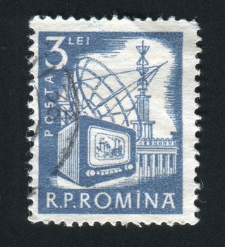 ROMANIA - CIRCA 1953: Satellite communication radio tower, circa 1953.