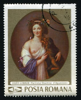 ROMANIA - CIRCA 1969: Doamnei d�Aguesseau, by Madame Vigee-Lebrun, circa 1969.