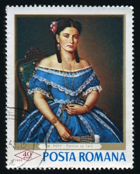 ROMANIA - CIRCA 1968: Portrait of a Lady, by Misu Popp, circa 1968.
