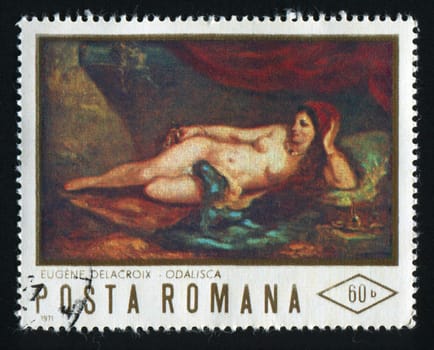 ROMANIA - CIRCA 1971: by Eugene Delacroix (odalisque), circa 1971.