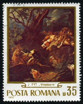ROMANIA - CIRCA 1970: The Hunt, by Jan Fyt, circa 1970.