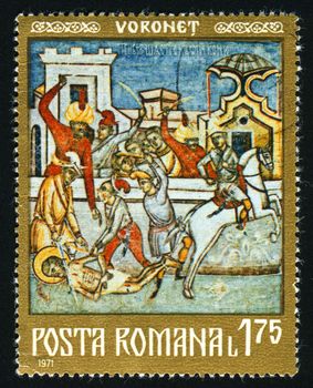 ROMANIA - CIRCA 1971: Frescoes from North Moldavian Monasteries, circa 1971.
