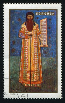 ROMANIA - CIRCA 1970: Frescoes from North Moldavian Monasteries, circa 1970.