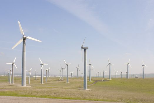 Alternate energy power source wind generator farm in California 