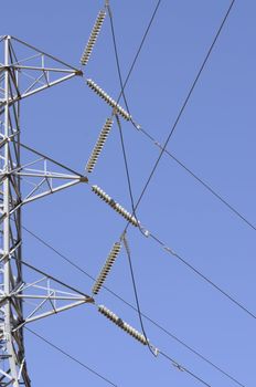 Distribution lines from alternate energy power source wind generator farm in California 