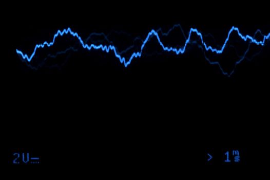 Blue Oscilloscope trace to music