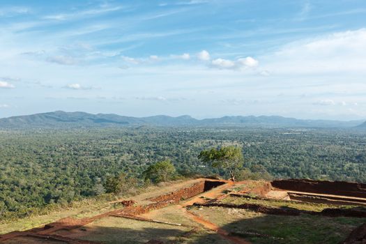 Ruins on top of Sigiriya rock. Sri Lanka