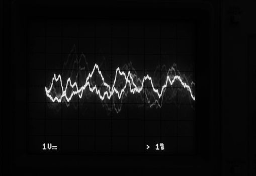 Monochrome Oscilloscope trace to music