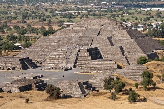 Pyramid of the Moon. View from the Pyramid of the Sun. Teotihuacan, Mexico