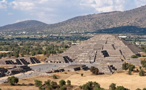 Pyramid of the Moon. View from the Pyramid of the Sun. Teotihuacan, Mexico