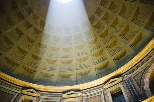 Interior of the Pantheon in Rome, first dedicated as a temple, later converted as a Christian place of worship