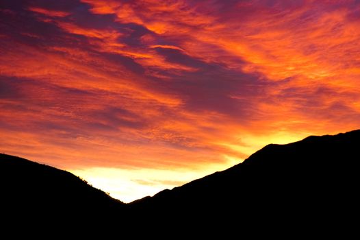 Seaward range near Kaikora, New Zealand at dawn 