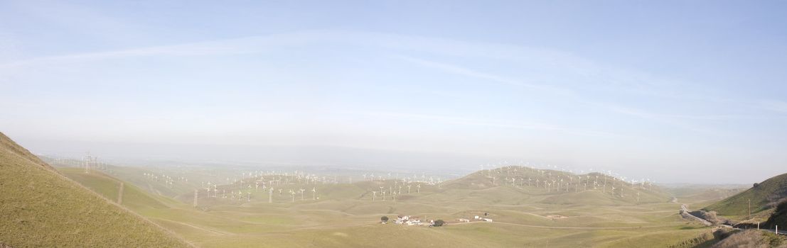 Alternate energy power source wind generator farm in California 