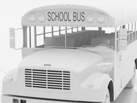 High resolution image the school bus. 3d illustration. Rendering.