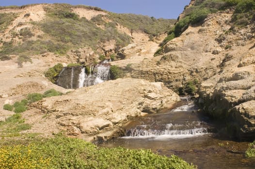 upper Almare Waterfall on the coast in Marin county, California
