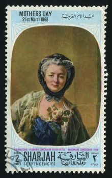 SHARJAH & DEPENDENCIES  - CIRCA 1968: Francois Hubert Drouais (1727-1775) Madame Drouais, circa 1968.