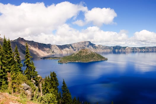 Crater Lake, Oregon, a caldera left from a gigantic volcanic explosion