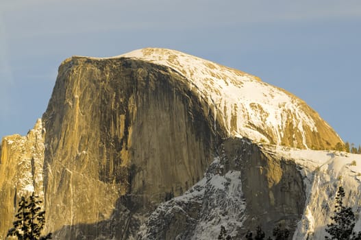 Sunset on Half Dome in Yosemite valley