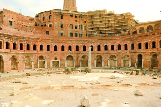 part of the Roman forum in Rome, italy under renovation