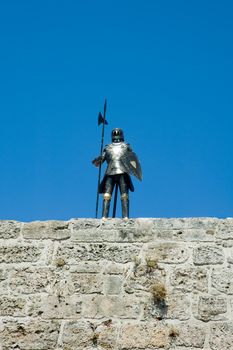 Statue of armor of the Knights of St. John, defenders of christianity in medieval times