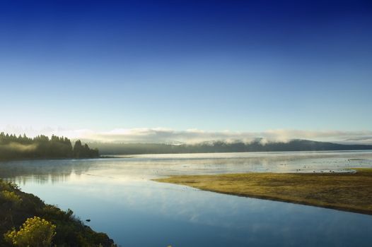 Early morning mist on Lake Alamanor