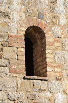 window in Castle wall illustrating construction technique