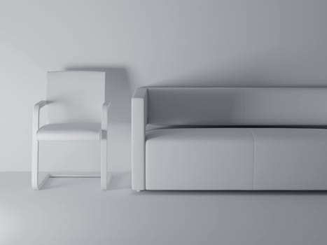 Sofa in a room. High resolution image interior. 3d illustration modern interior.