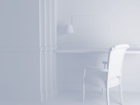 High resolution image interior. 3d illustration modern interior. White furniture.