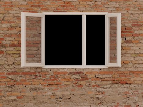 High resolution image exterrier. 3d open window of white colour.