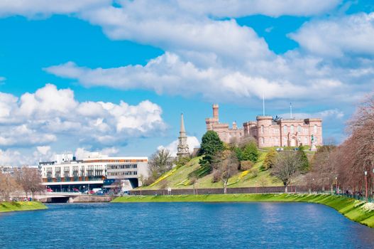 View along the river Ness toward Inverness Castle 