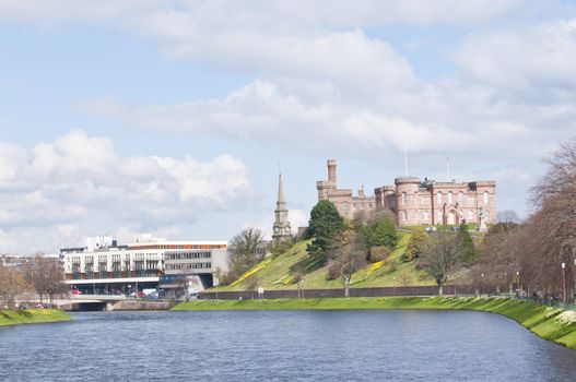 View along the river Ness toward Inverness Castle 